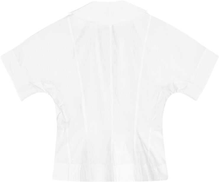 Ganni Cotton Poplin Wrap Blouse Bright white