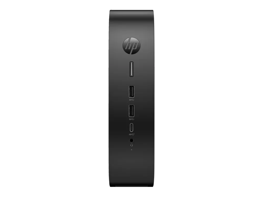HP Elite t755 - Tynd klient - SFF 1 x Ryzen Embedded V2546 / op til 3.95 GHz - RAM 16 GB - SSD 256 GB - NVMe - Radeon Graphics - Gigabit Ethernet, Bluetooth 5.3, IEEE 802.11ax (Wi-Fi 6) - Win 10 IoT Enterprise - skærm: ingen - tastatur: tysk