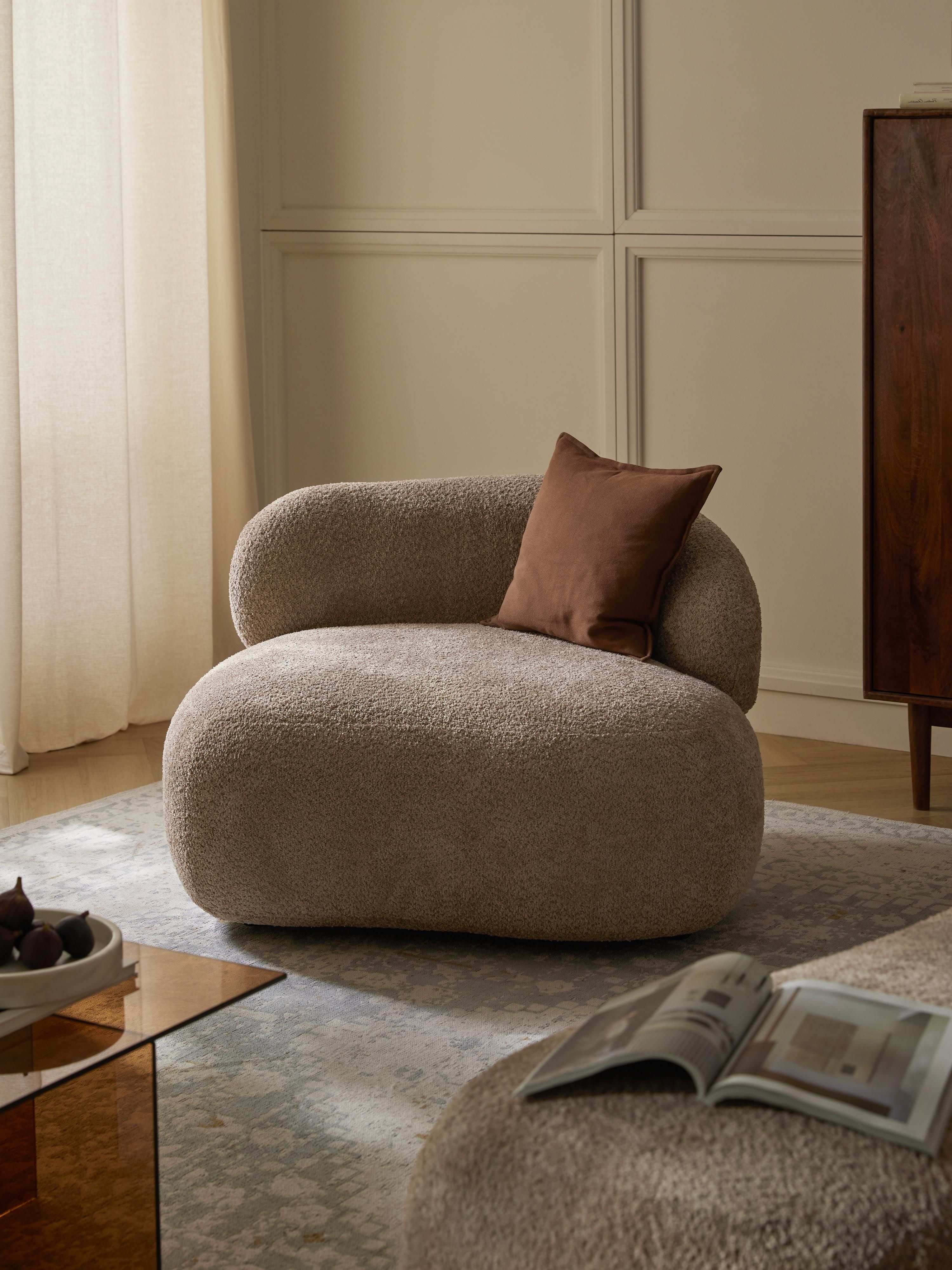 Loungefauteuil Alba van teddy bouclé