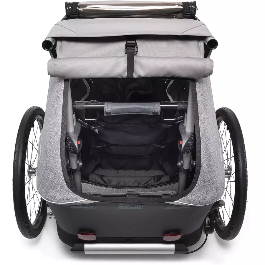 CROOZER Kinderfahrradanhänger Kid Keeke 1 Stone Grey inklusive Fußraumschutzwanne