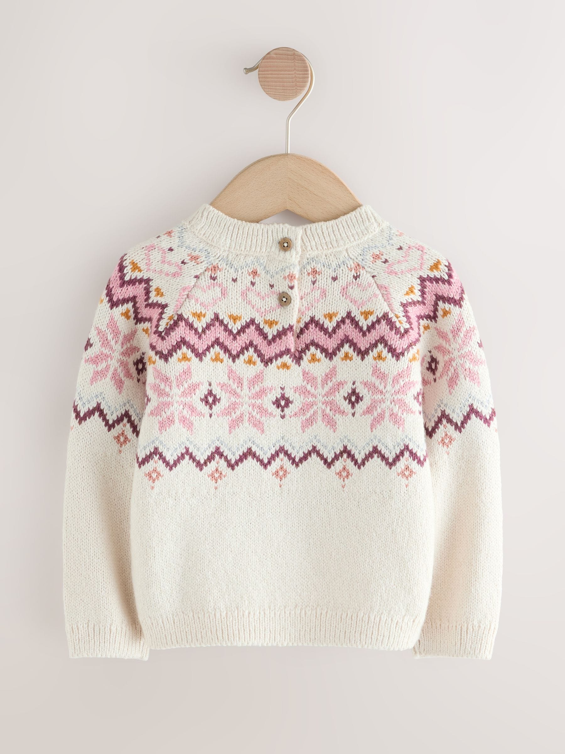 Ecru - Fair Isle-kersttrui (3mnd-7jr)
