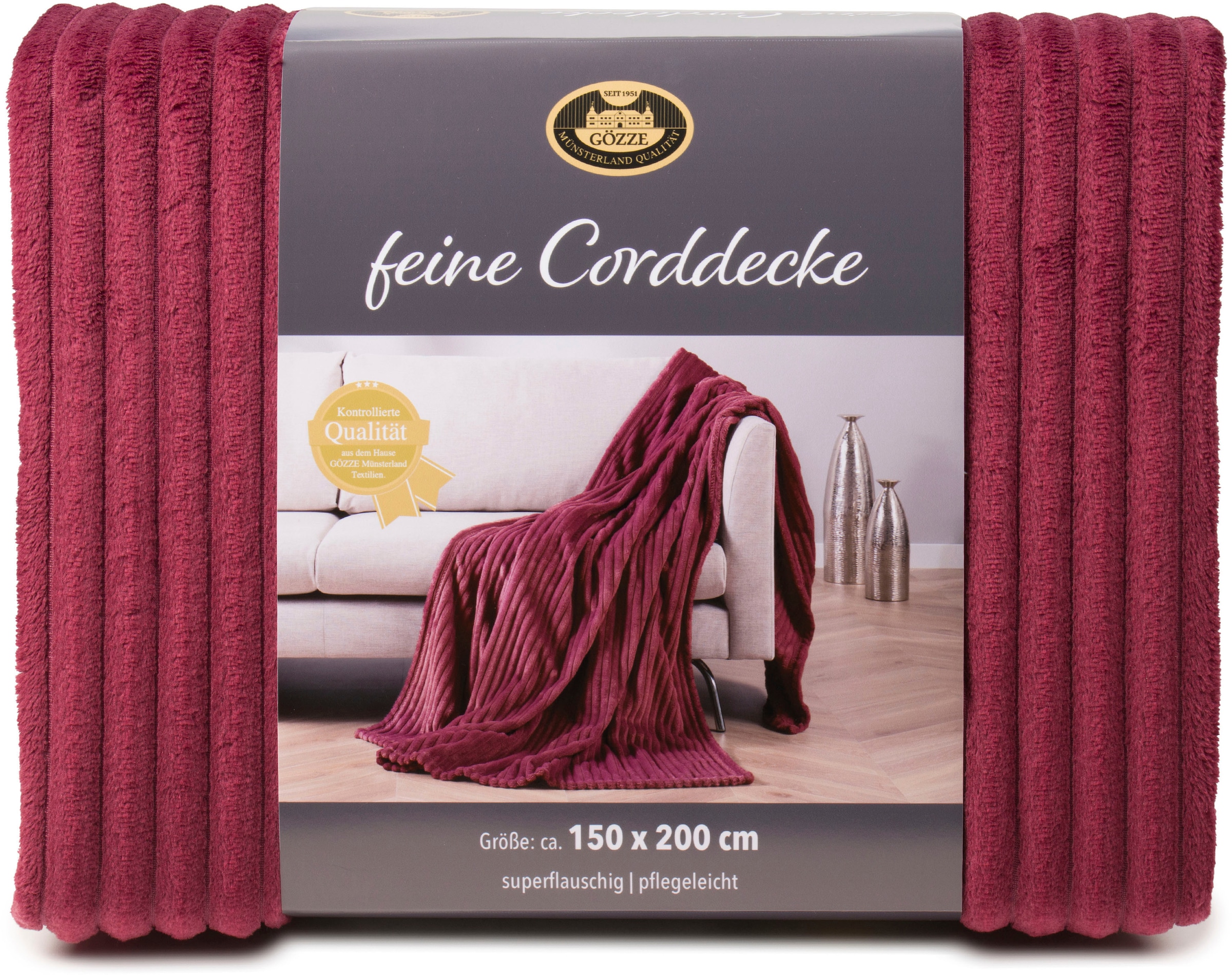 Gözze Wohndecke »Feincord Kuscheldecke« flauschig weich und wohlig warm