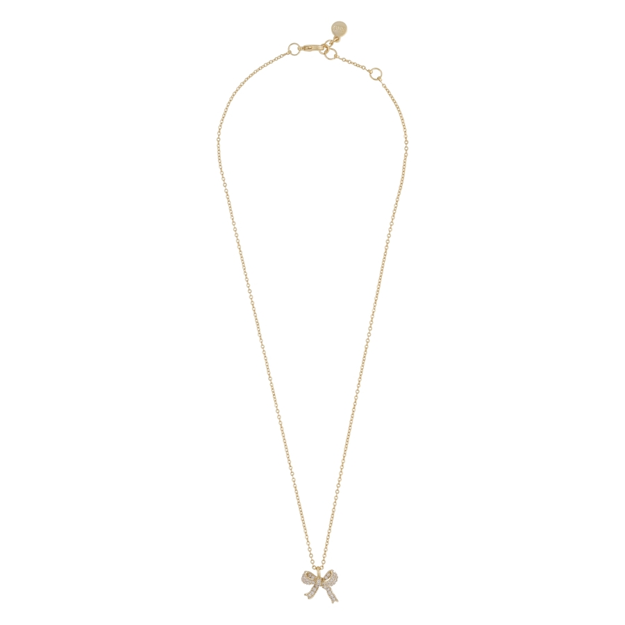 Snö Of Sweden Stina Bow Stone Pendant Necklace Gold/Clear 42cm