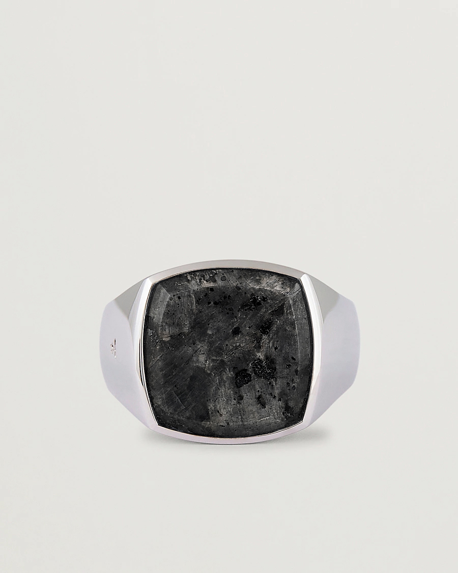 Tom Wood Cushion Black Larvikite Ring Black Larvikite
