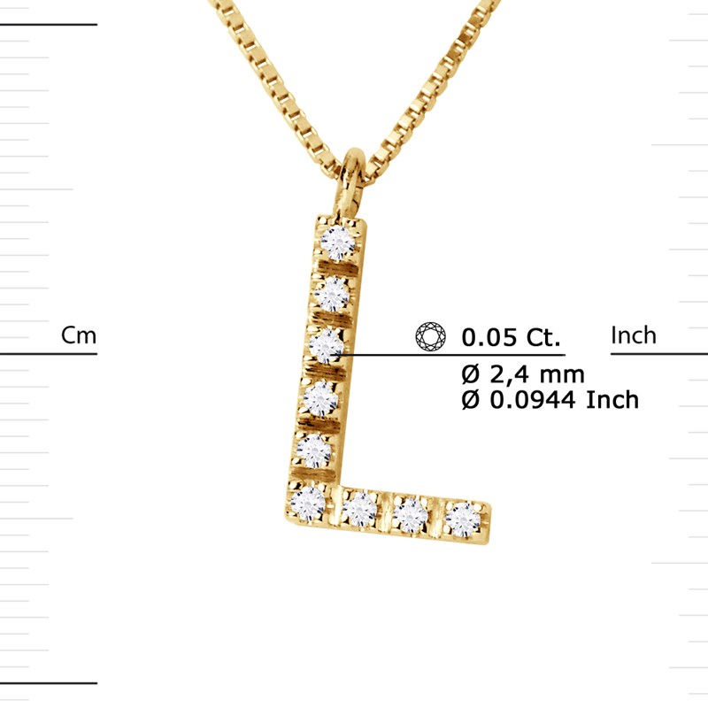 Collier ALPHABET Diamants 0,05 Cts  LETTRE 
