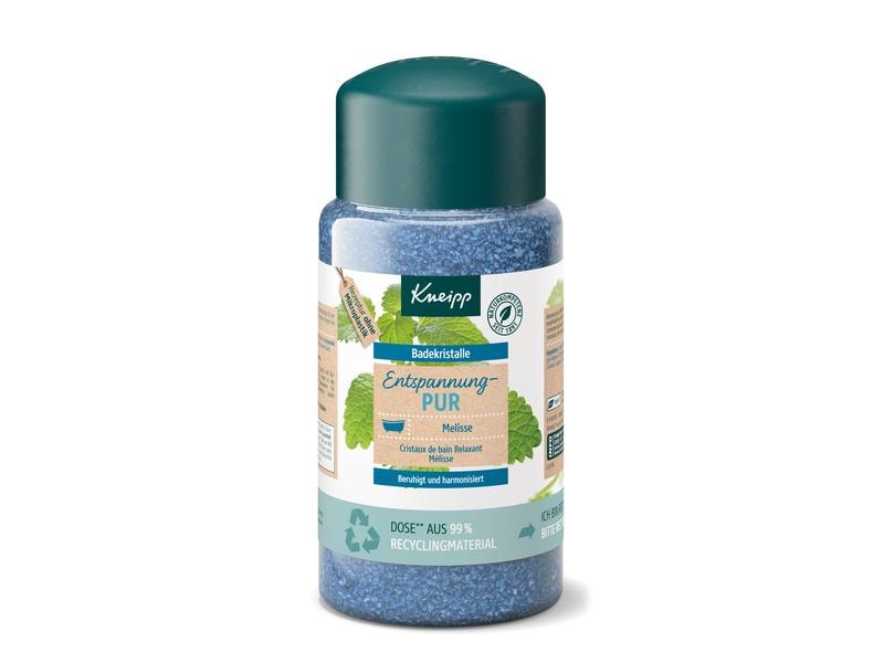 Kneipp Badesalz Entspannung Pur 600 g Natürlicher Badezusatz mit ätherischen Ölen der Indischen Melisse