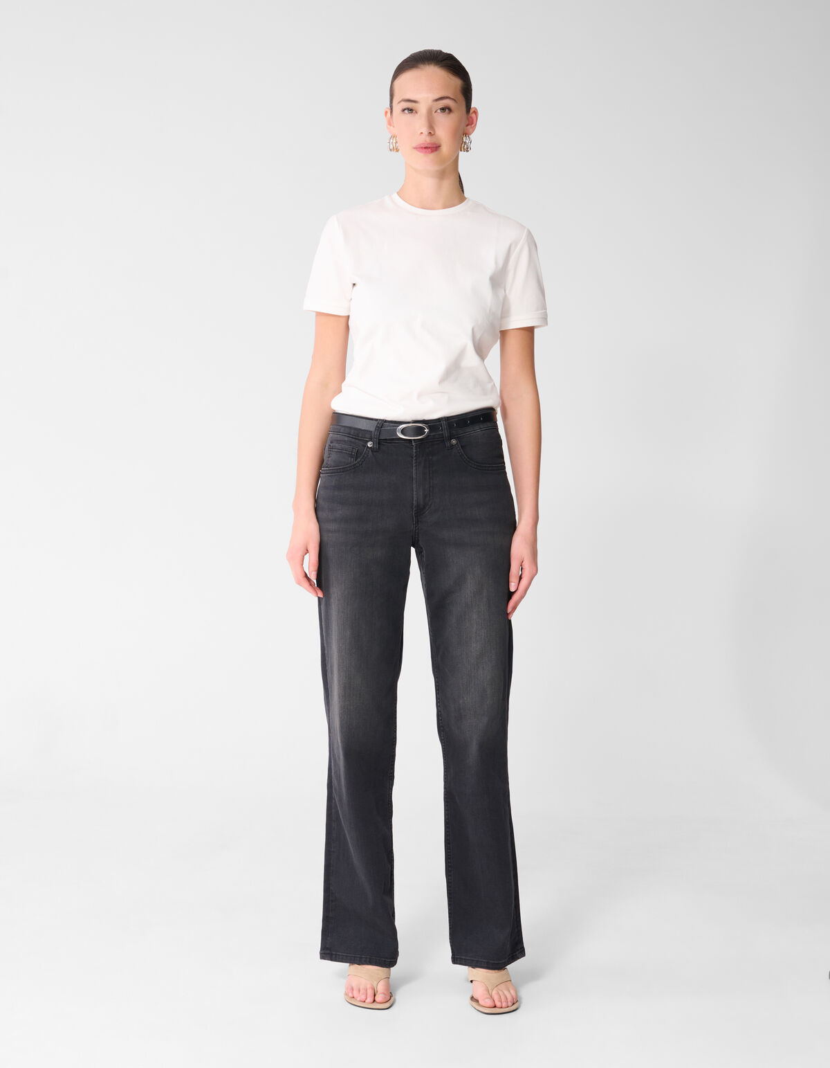 Straight Fit Jeans Donkergrijs