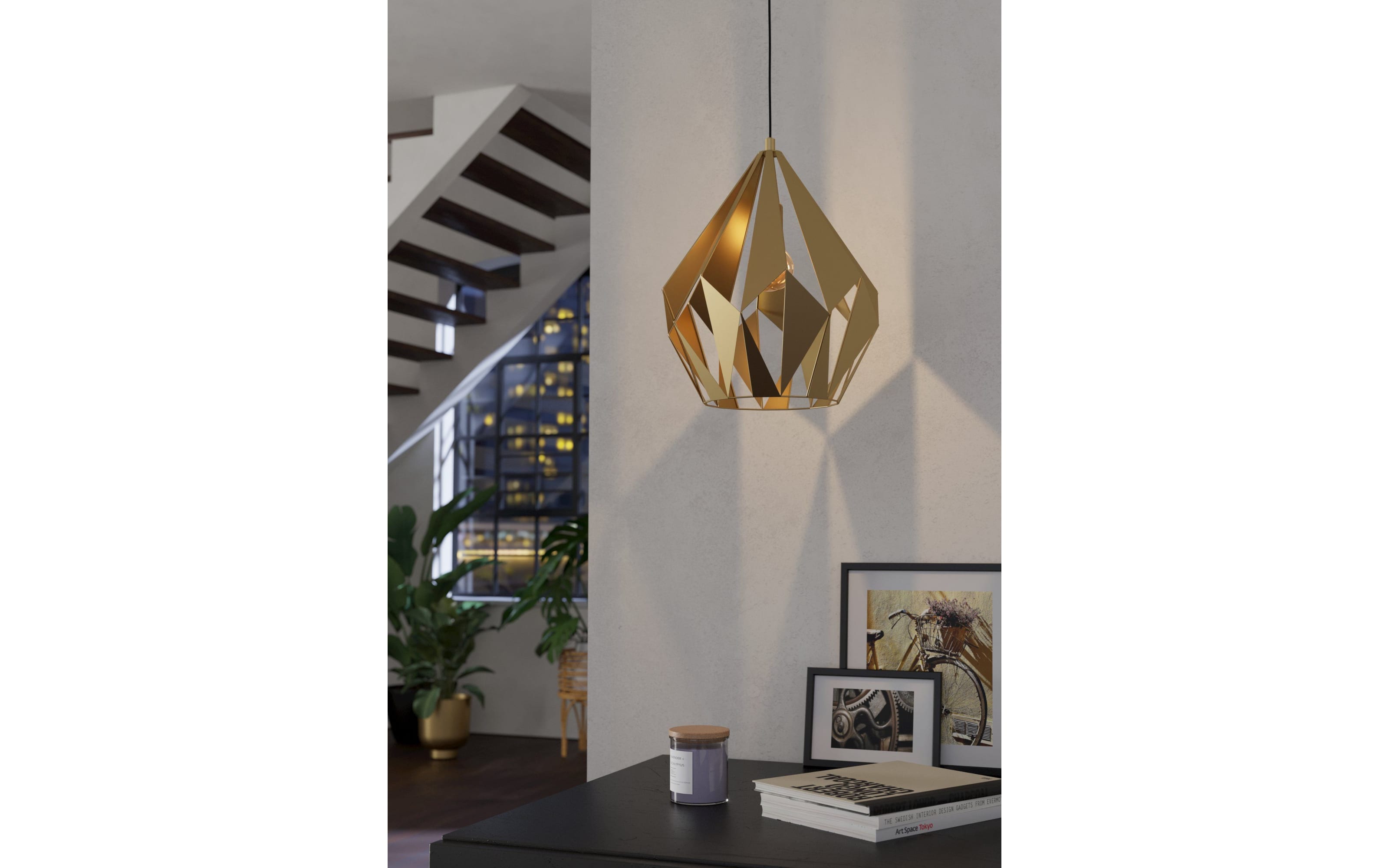 Pendelleuchte Carlton, gold, 39 cm
