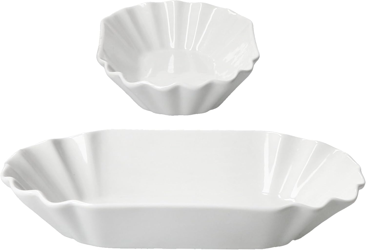 (6er Set) 21x11cm Mehrweg Keramik Schalen Party Geschirr Tisch Deko für Currywurst / Pommes / Tapas - Weiss