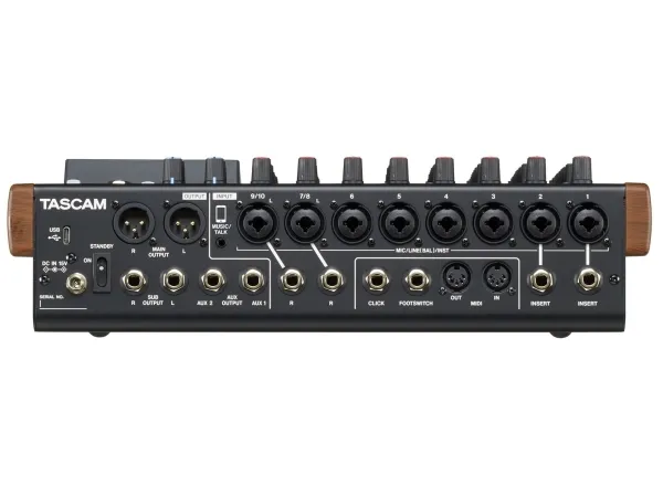 Tascam Model 12, 12 kanaler, Bluetooth, 16 W, Sort, Træ
