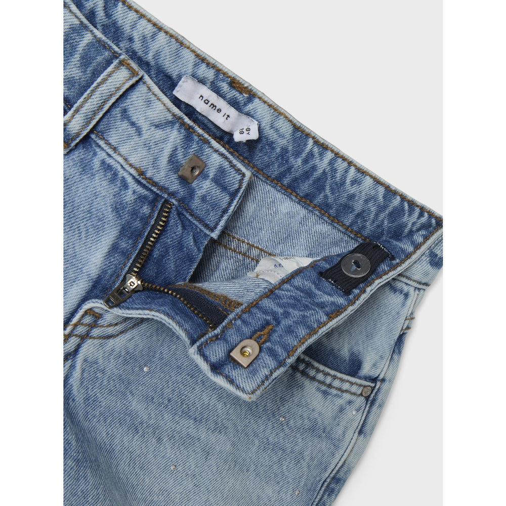 Køb Name It Medium Blue Denim Rose Regular Denim Shorts Noos