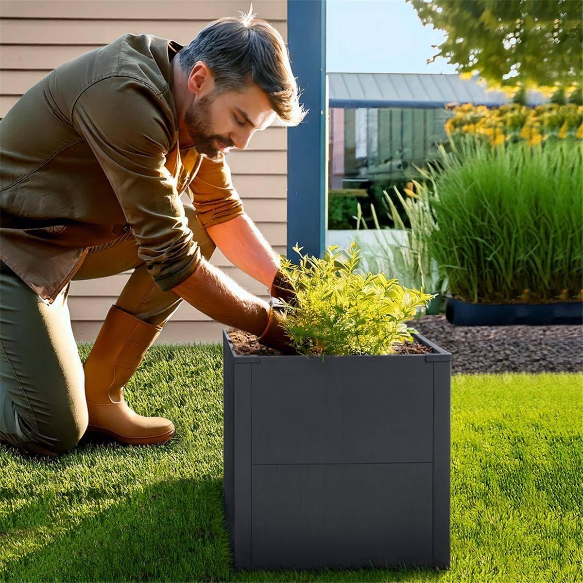 Metzler Hochbeet für den Garten oder Balkon – Stahl in Eisenglimmer | Witterungsbeständiges Metall-Gartenbeet, Pflanzenbeet, Blumenhochbeet | 50 x 50 x 50 cm