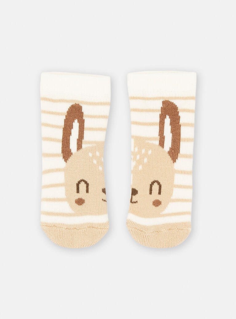 Chaussettes blanches et marron à imprimé à rayures