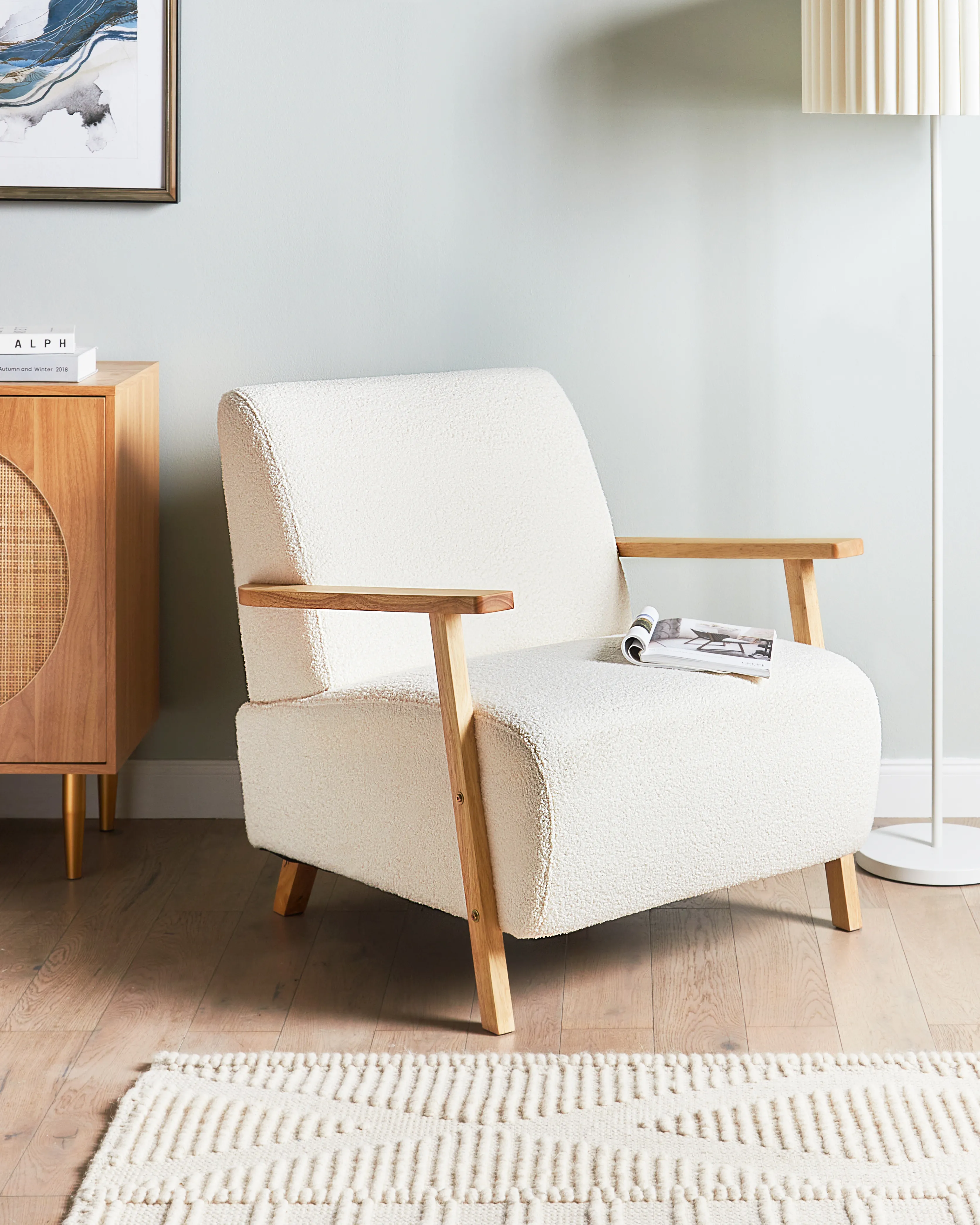 Fauteuil LESJA Bouclé Lichtbeige