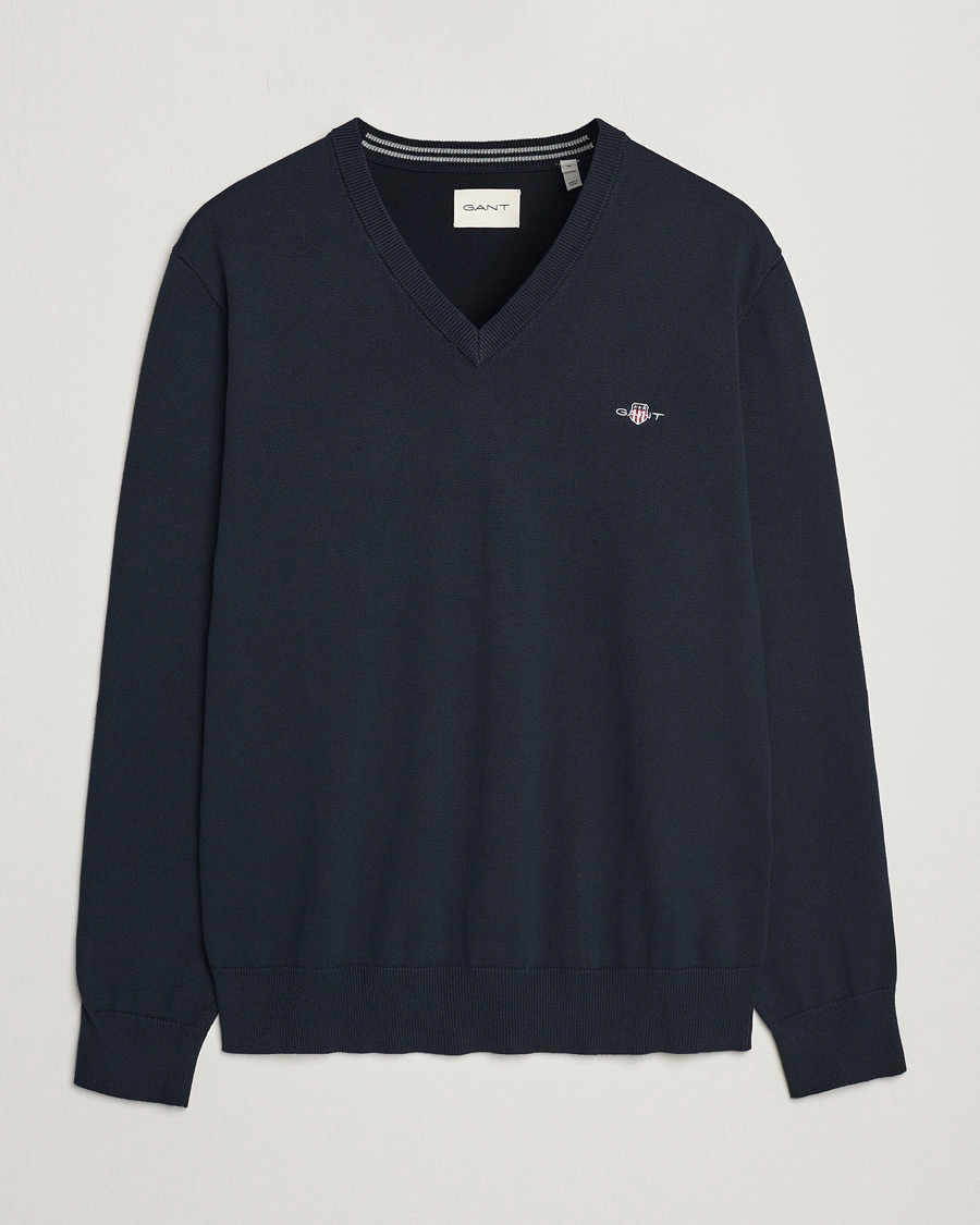 GANT Classic Cotton V-Neck Evening Blue