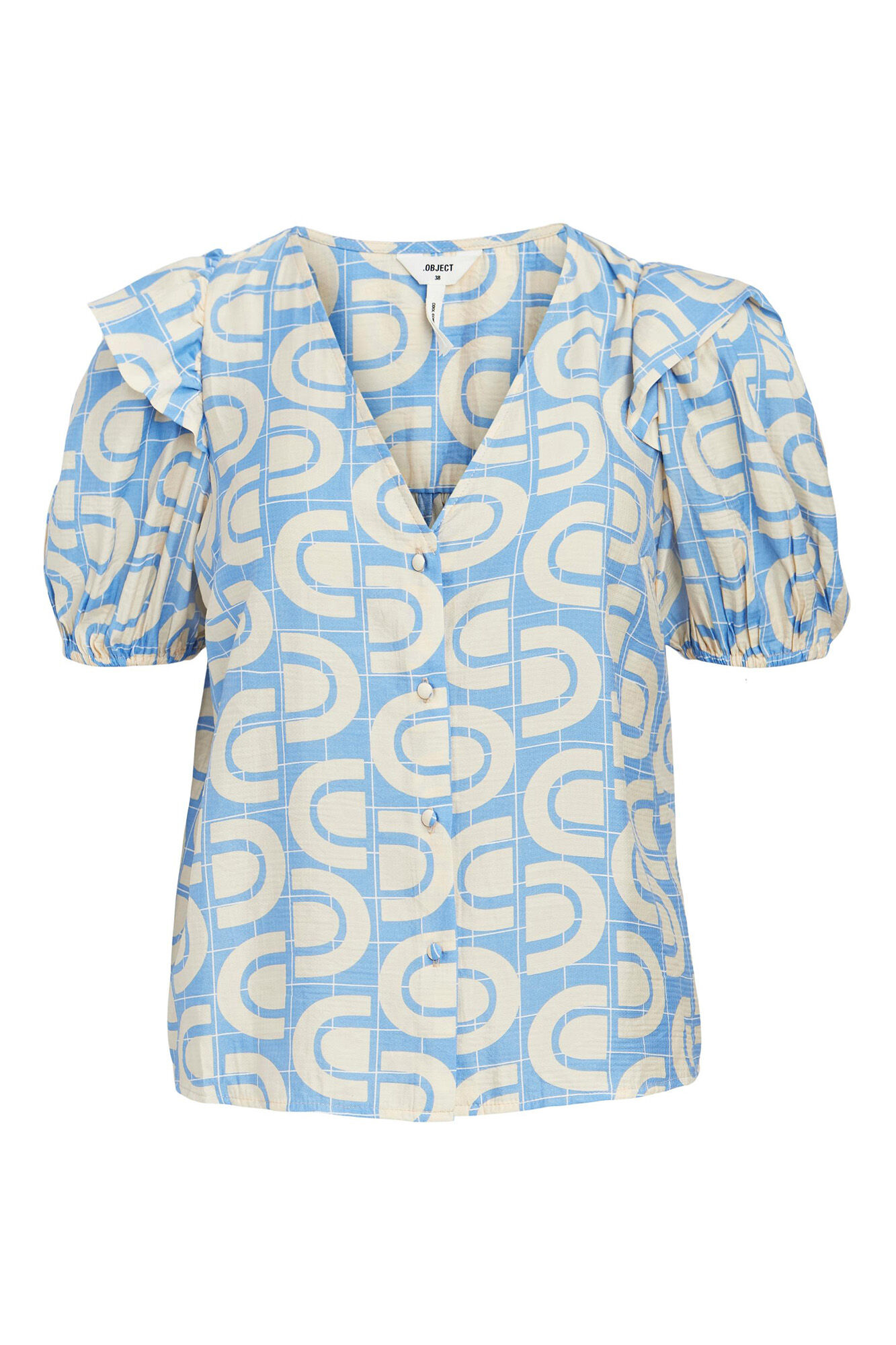 Blusa com mangas bufantes - Azul