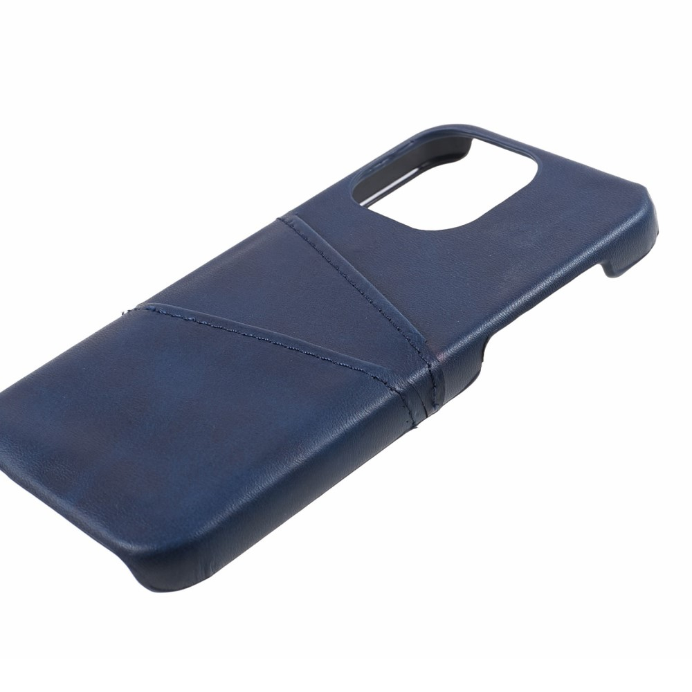 iPhone 15 Pro Max Leder Hülle Snap Case   Kartenfach - Dunkelblau
