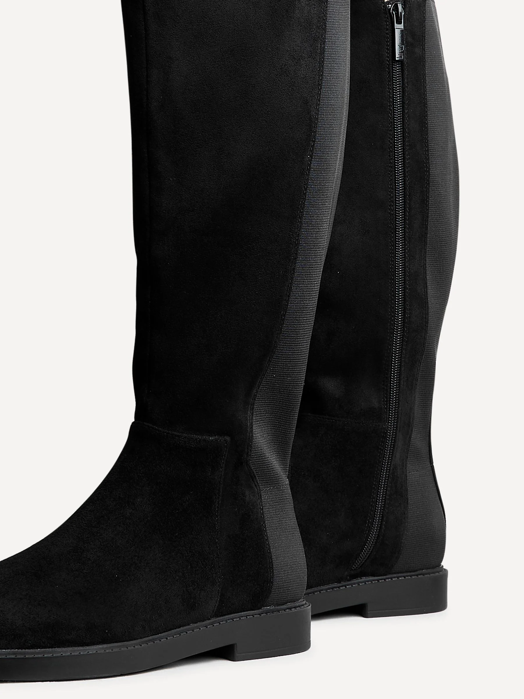 Zwart - Linzi Wide Fit Steel High Leg Boots With Stretch Panel