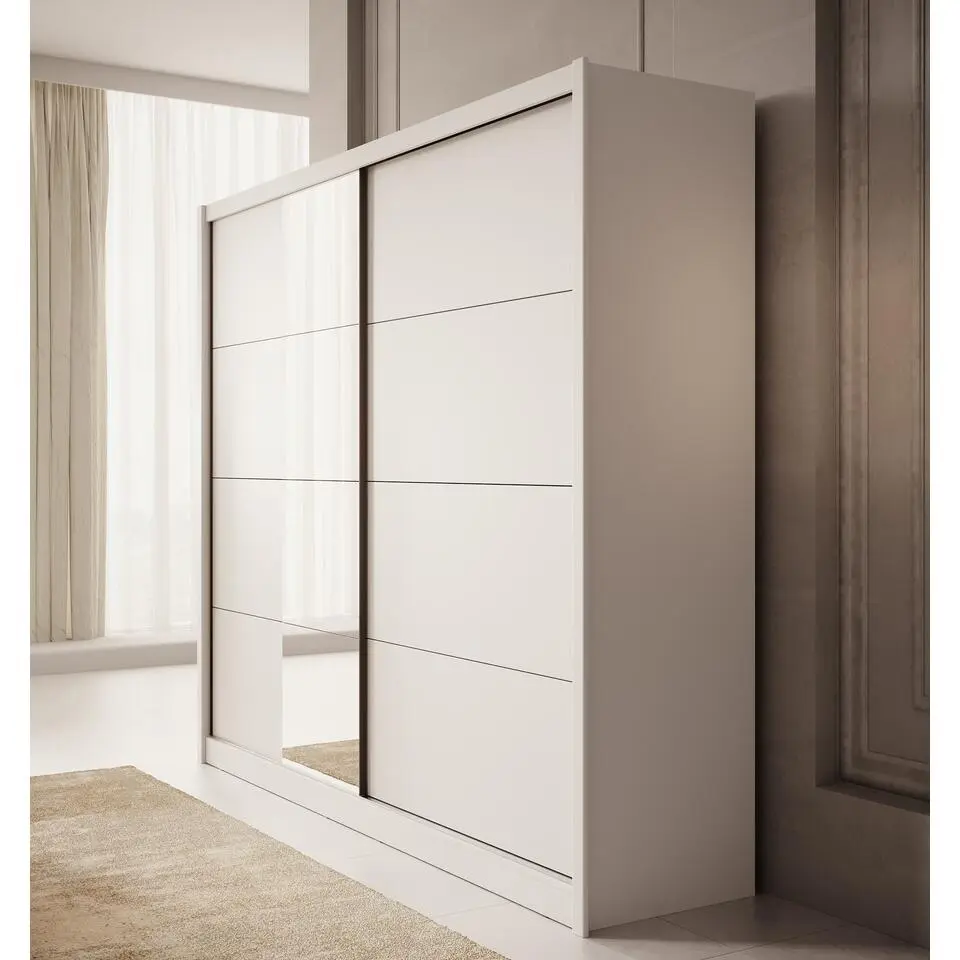 Meubella - Kledingkast Azul - Wit - 251 cm - Met spiegel