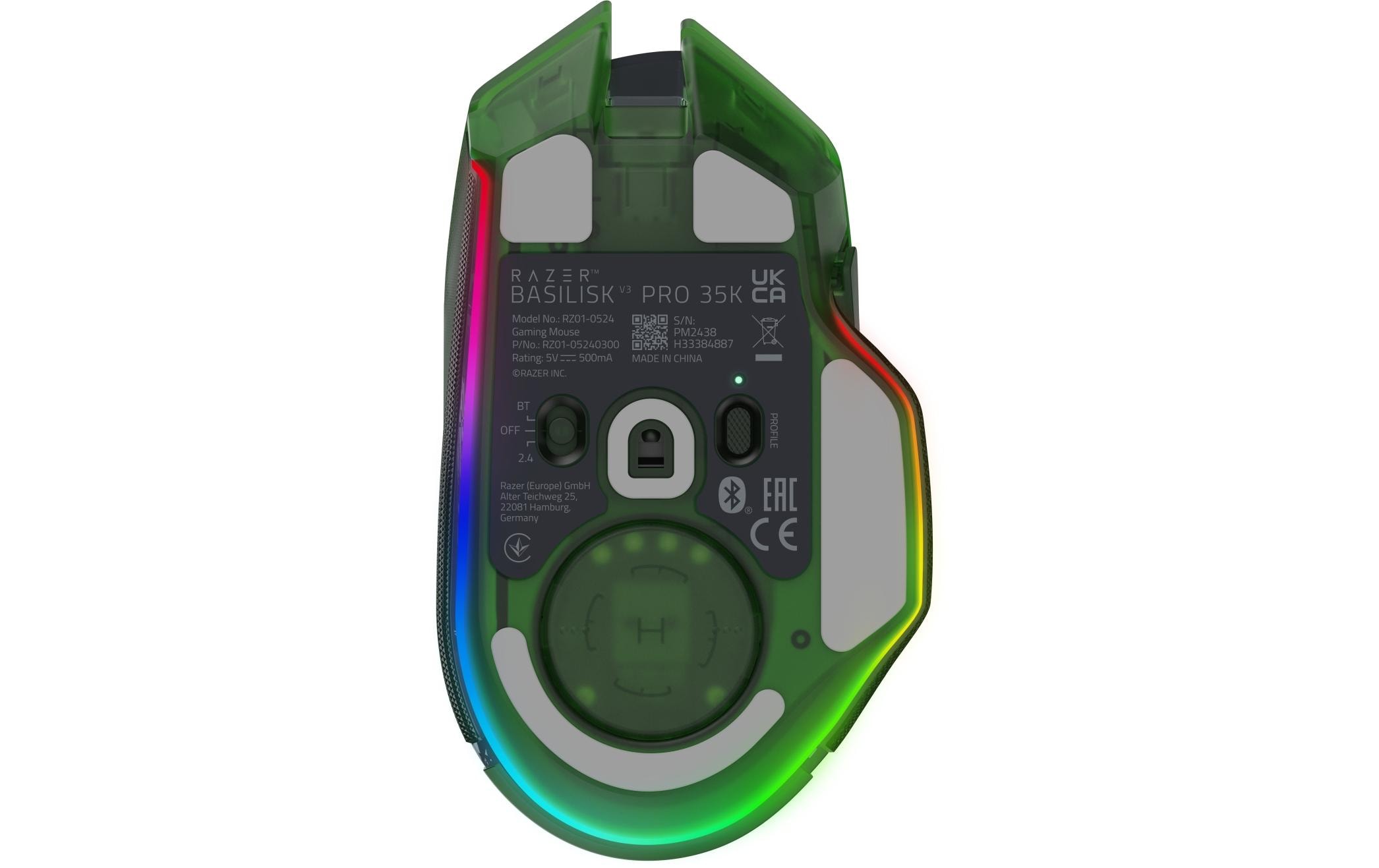 Gaming-Maus Basilisk V3 Pro 35K – Phantom Green Edition<br>Kabellose, ergonomische RGB-Gaming-Maus mit präzisem Sensor und anpassbarem Mausrad für perfektes Gameplay