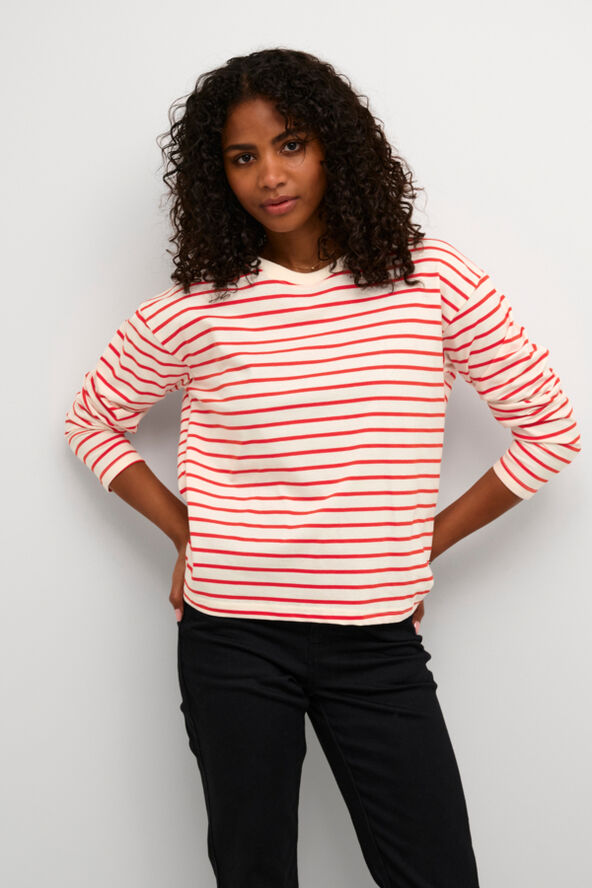 Kaffe KAwinny LS T-Shirt Antique white / fiery red