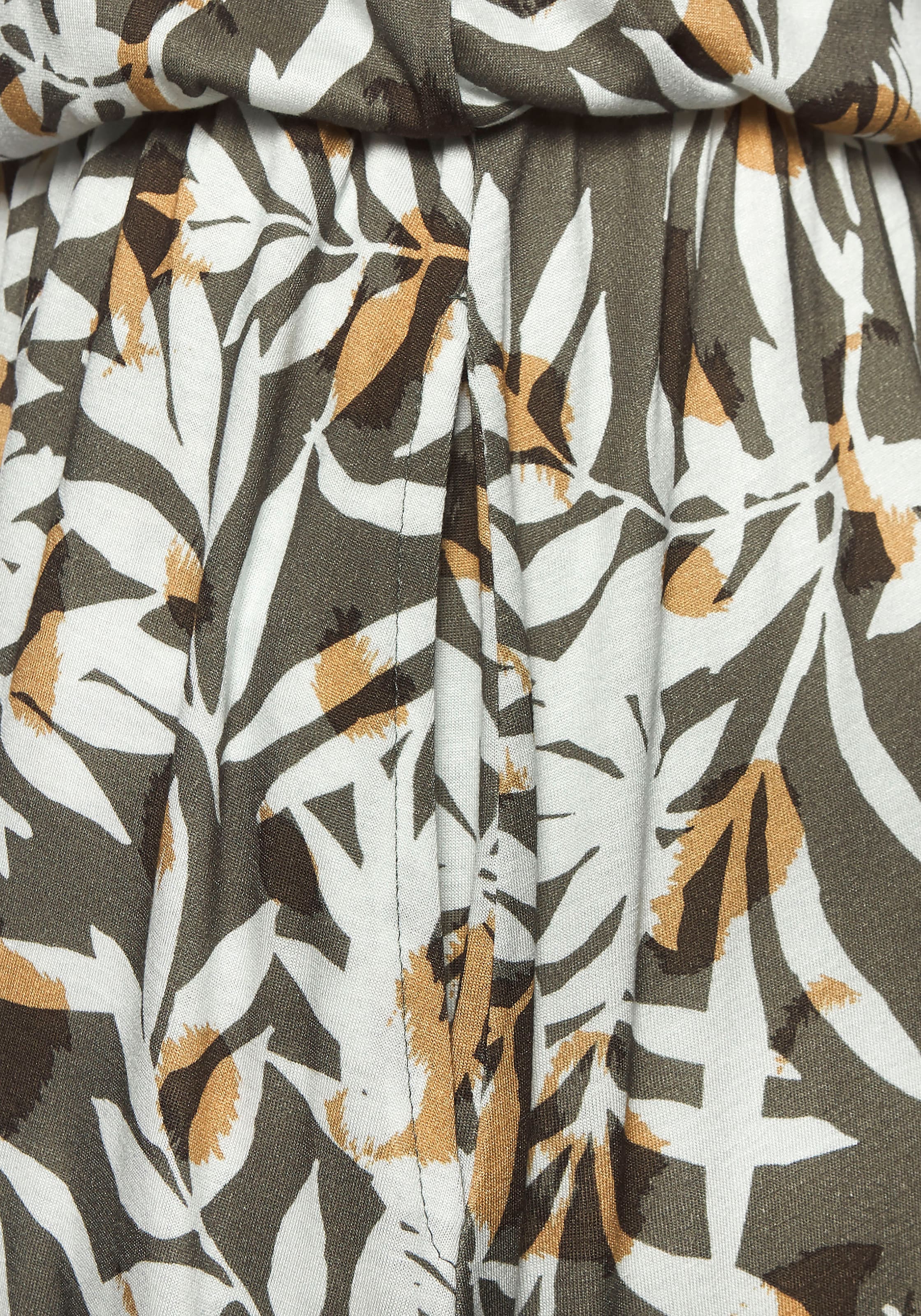 Vivance Jerseykleid Seitennahttaschen mit Blätterdruck, kurzes Sommerkleid, Strandkleid