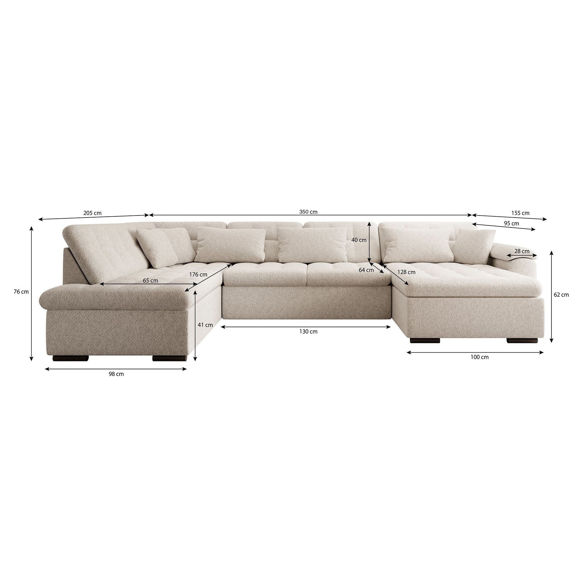 Nicoreta - Hoekbank 5-zits met chaise longue - Ribstof bruin - Rechts