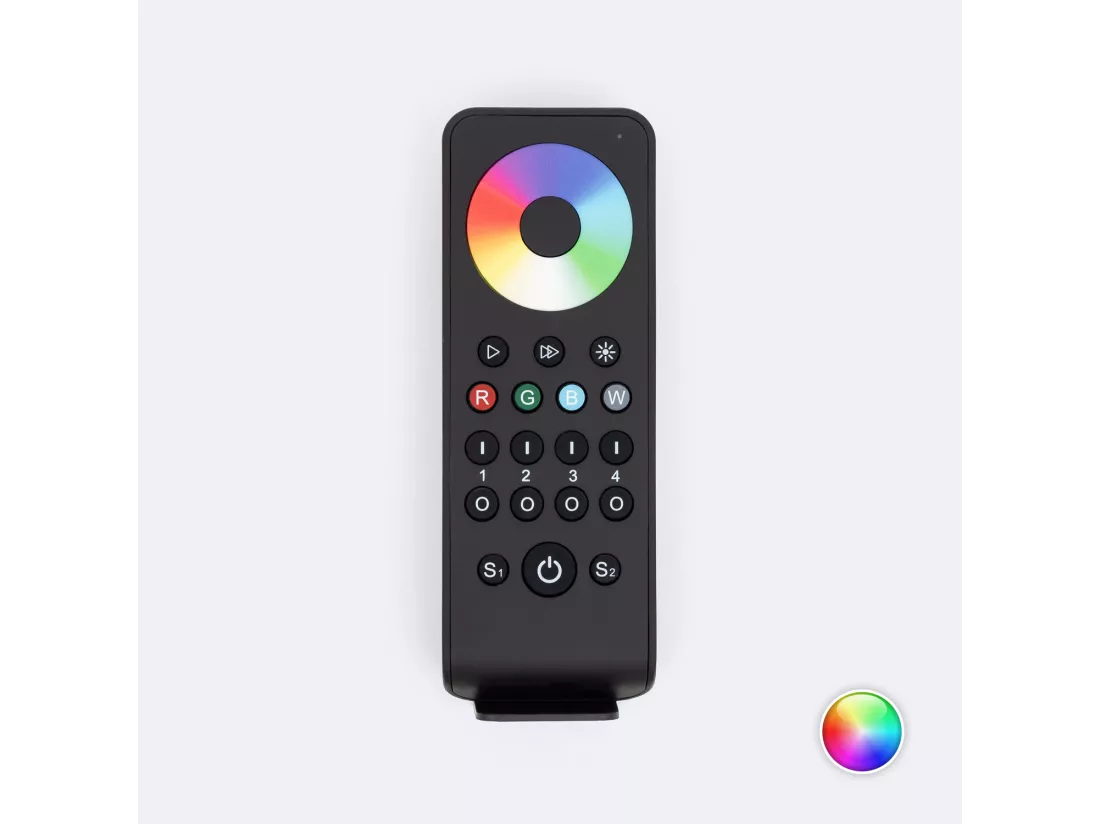 Télécommande RF pour Variateurs LED RGB / RGBW 4 Zones M Noir