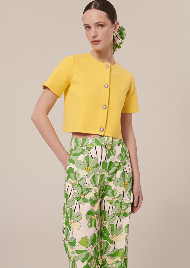 Gilet Glitterjaune en maille compacte