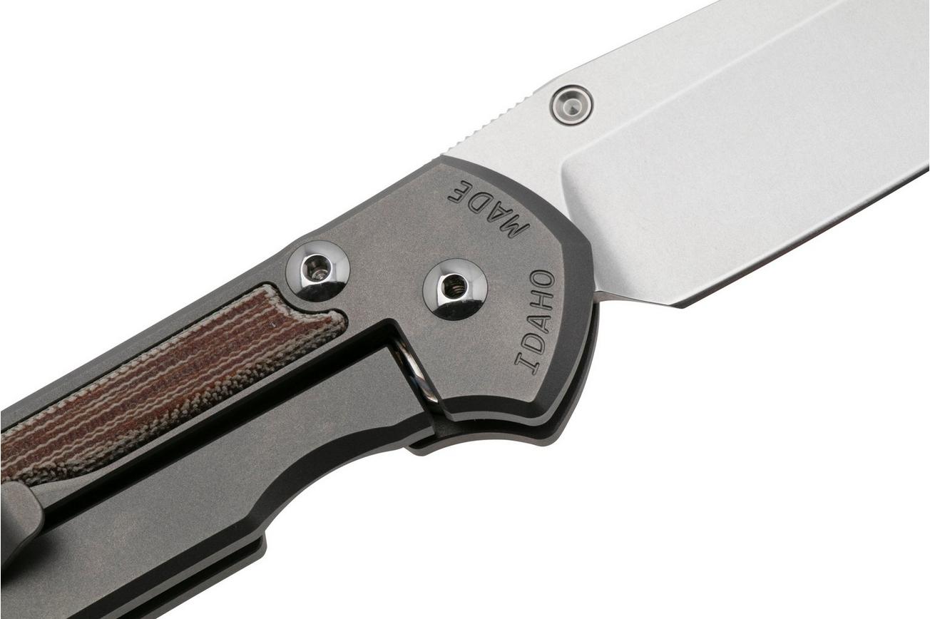 Chris Reeve Large Sebenza 31, L31-1660, Stonewashed CPM MagnaCut, Glass Blasted Titanium, Micarta Canvas Inlay, zakmes