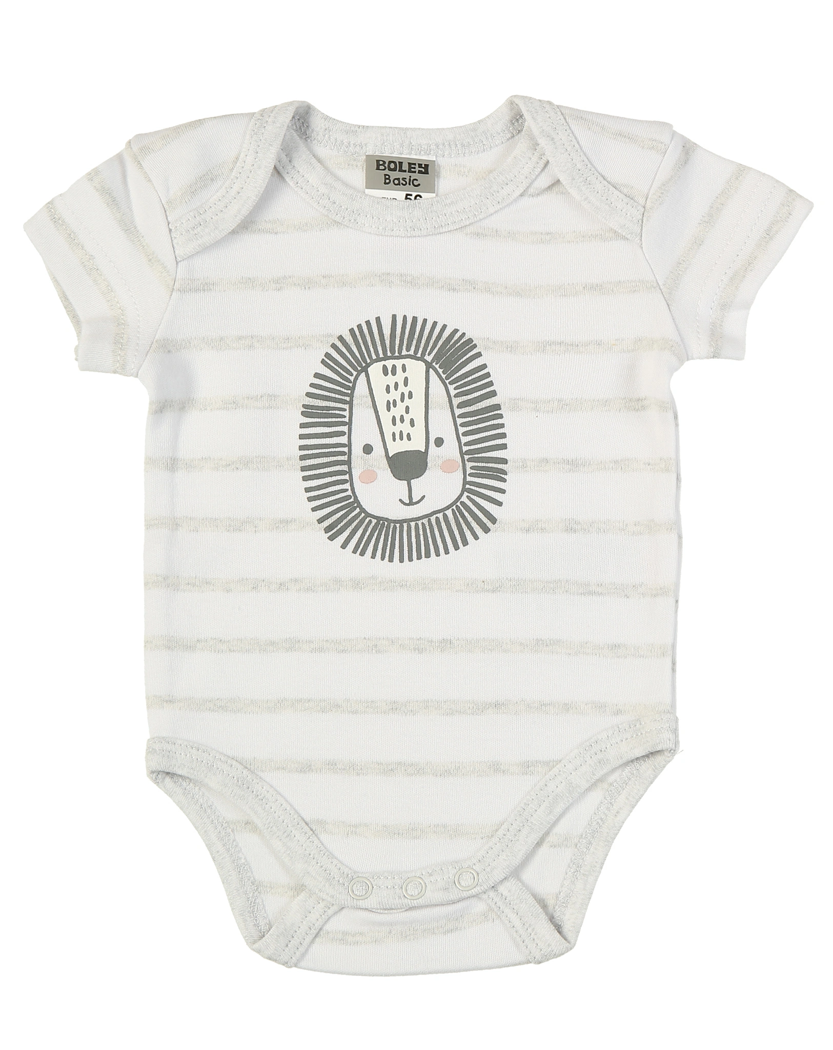 Kurzarm-Body ZEBRA & LÖWE 3er-Pack in grau