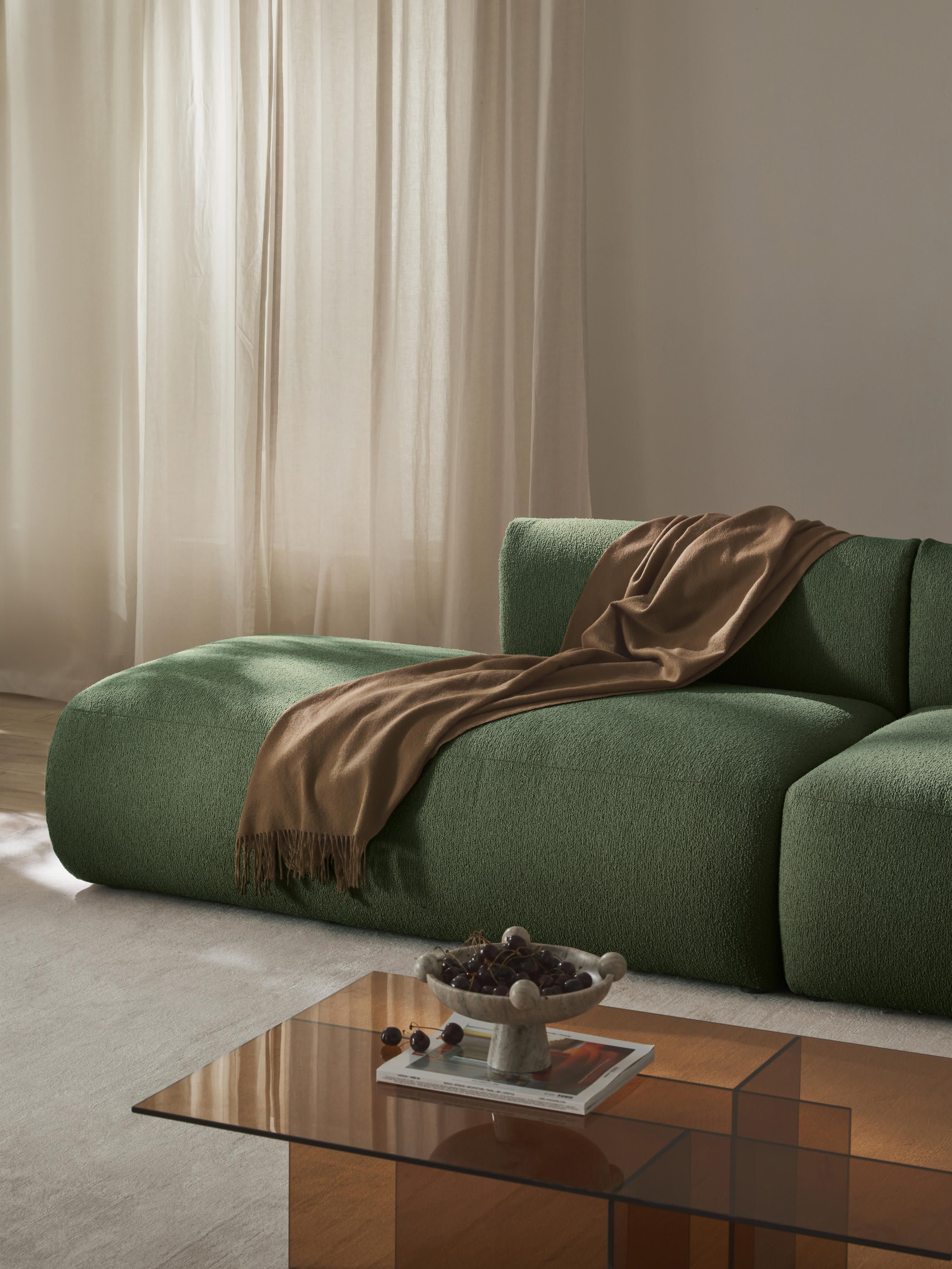 Modulaire XL chaise longue Sofia van bouclé stof