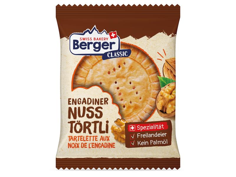 Berger Gebäck Engadiner Nusstörtli 10 x 74 g Schweizer Gebäckspezialität mit Nüssen und Karamell