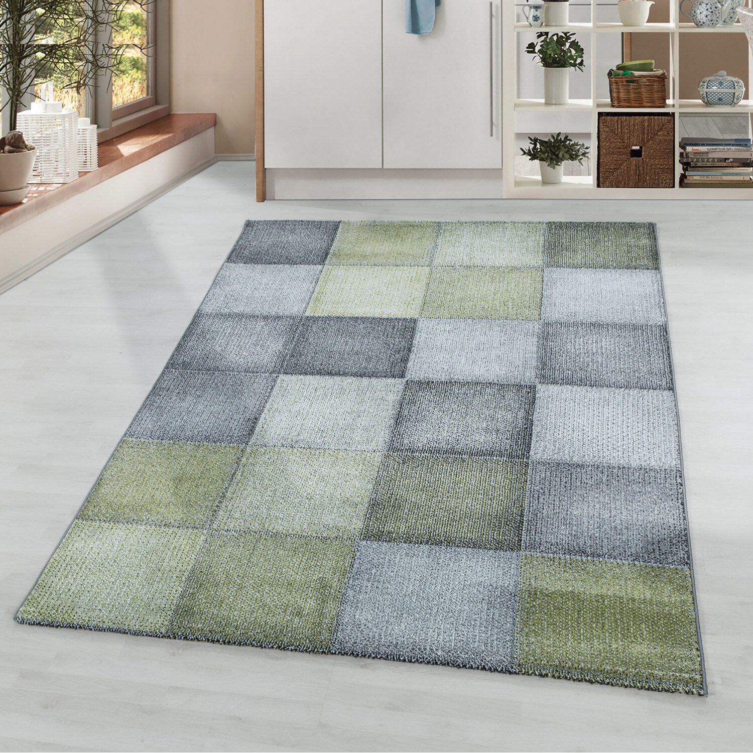 Moderner Designer Kurzflor Teppich - Karo Design für Wohnzimmer, Schlafzimmer