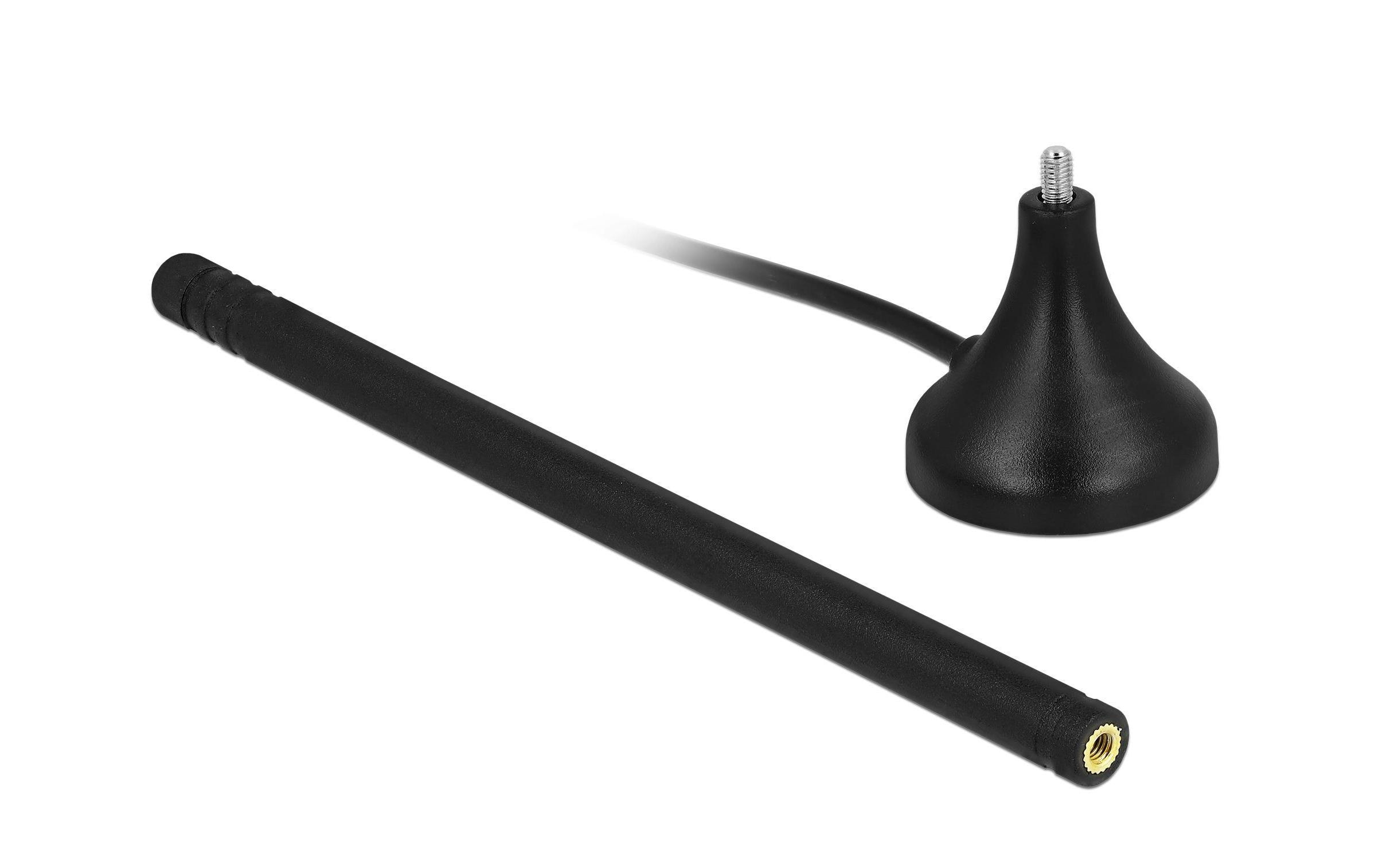 LTE-Antenne Outdoor SMA 5 dBi RundstrahlDelock LTE Antenne SMA Stecker 1 - 2 dBi starr omnidirektional mit magnetischem Standfuss und Anschlusskabel RG-174 A/U 3 m outdoor schwarz