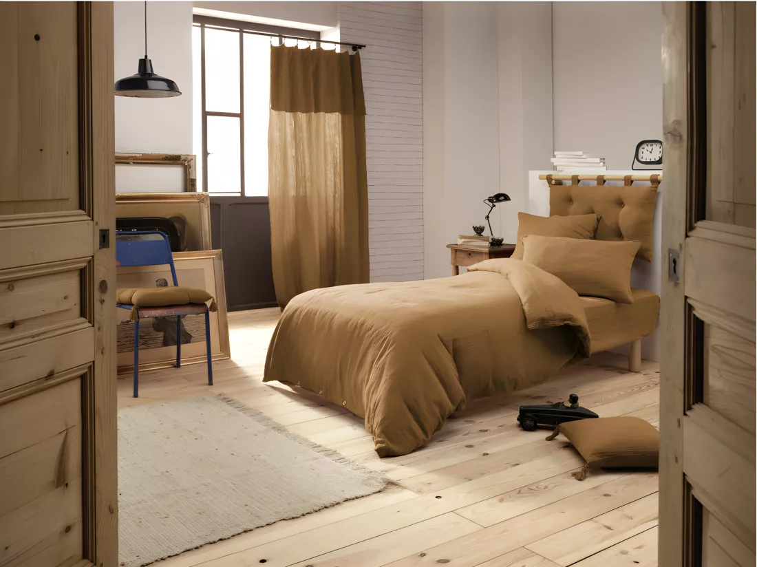 Housse de couette gaze de coton double 140 x 200 cm camel - PEPA 1