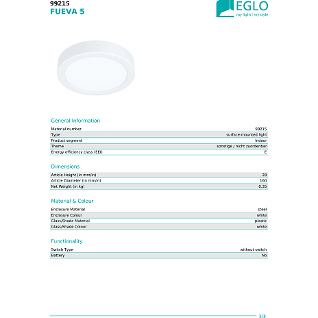 Fueva LED 5 plafond - hvid