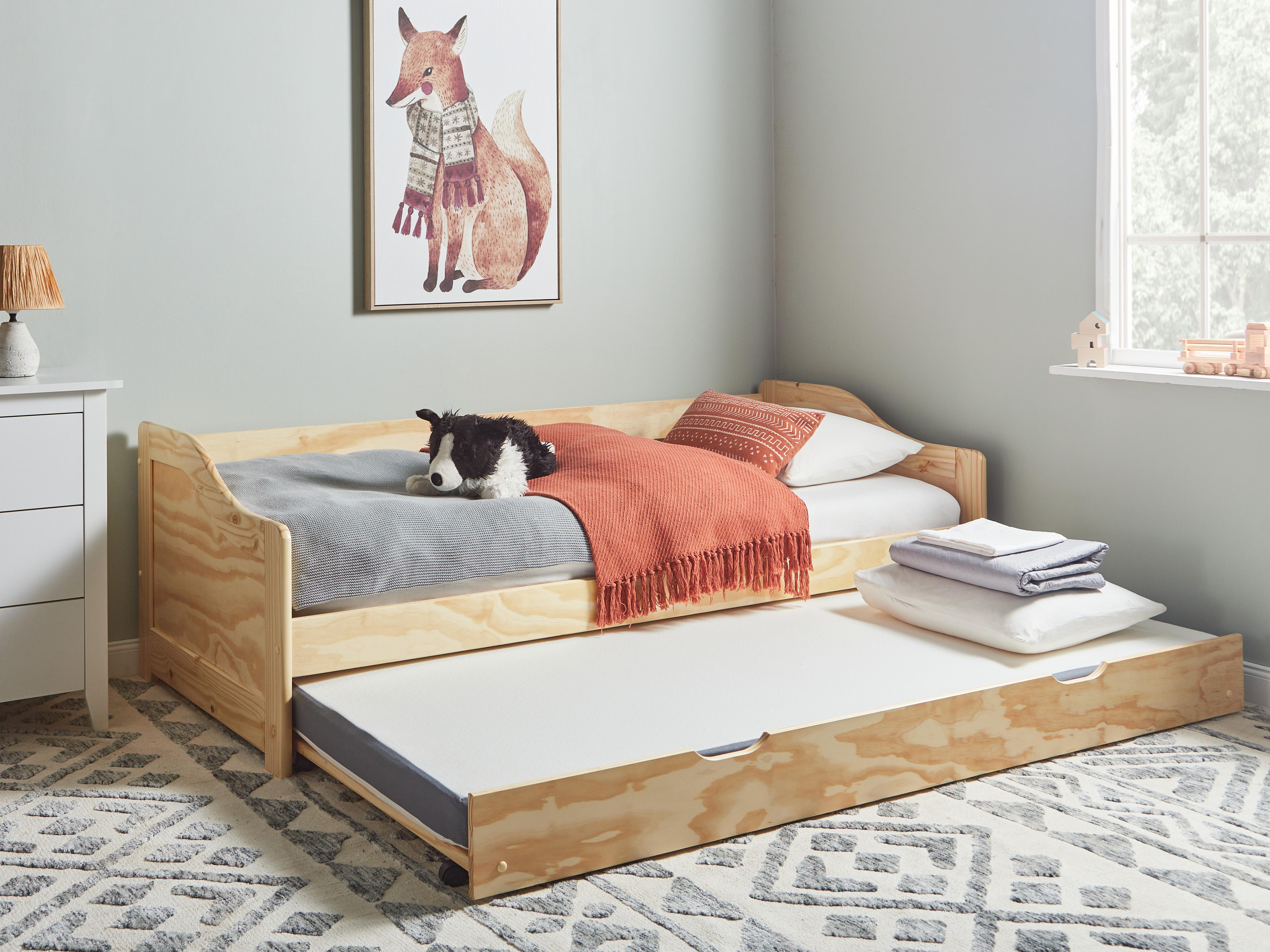 Onderschuifbed Dennenhout LUNERAY 90 x 200 cm Lichtbruin