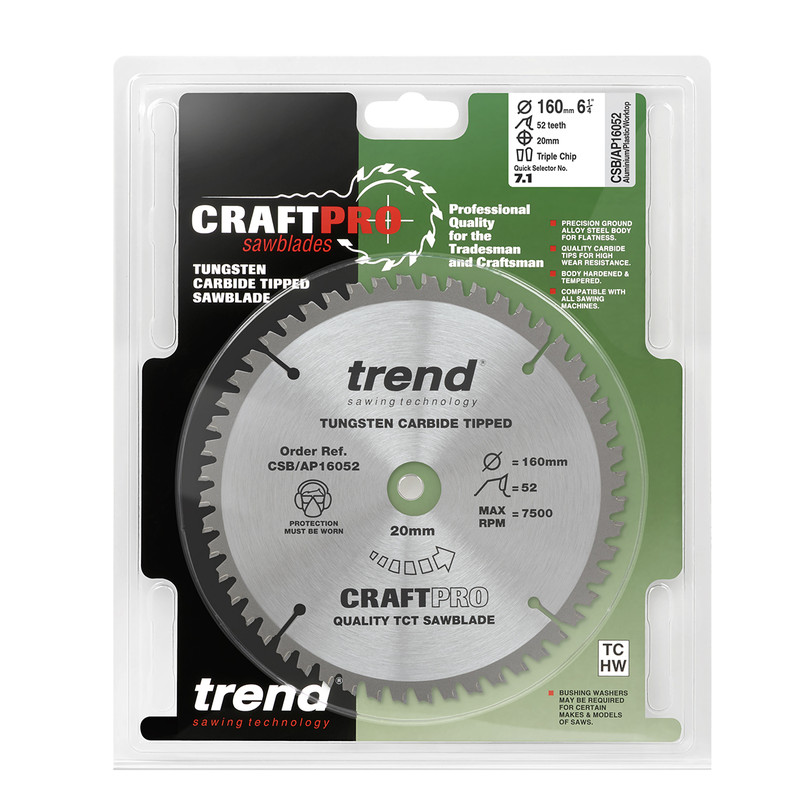 Trend AP cirkelzaagblad 160x20x2,2mm 52T