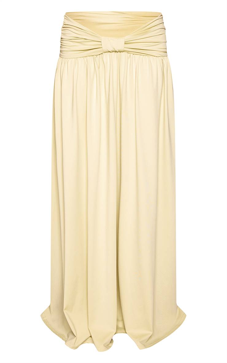 Citron Vert Jupe Longue Coordonnée Style Bardot Avec Détail Nœud