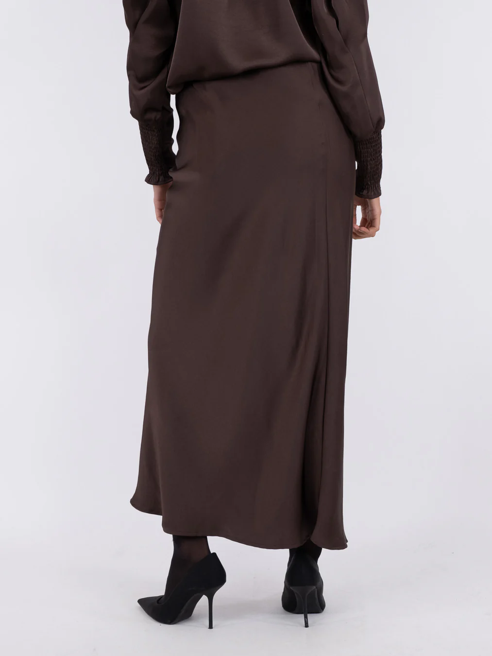 Neo Noir  Vicky Heavy Sateen nederdel - brun