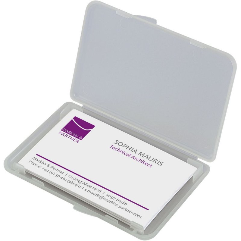 Etui à cartes en plastique, transparent, jusqu'à 25 cartes (89 x 57mm). Dimensions L 10 x H 1 x P 7 cm