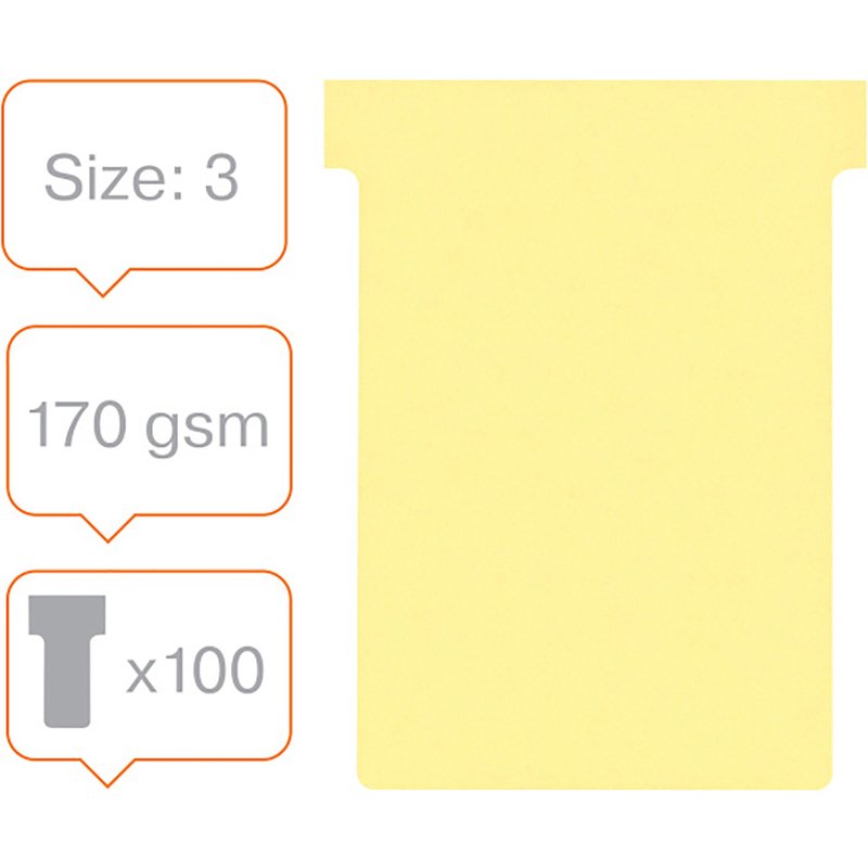 Fiches T indice 3 / 92 mm - Lot de 100