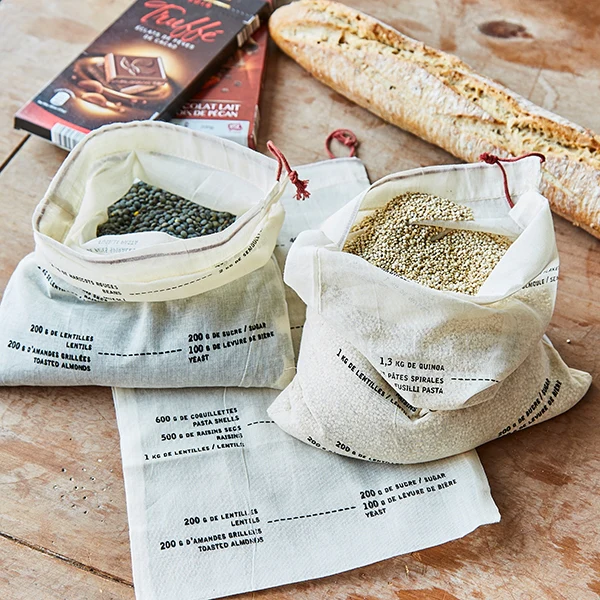 Set de 3 sacs coton gradués Elicuisine