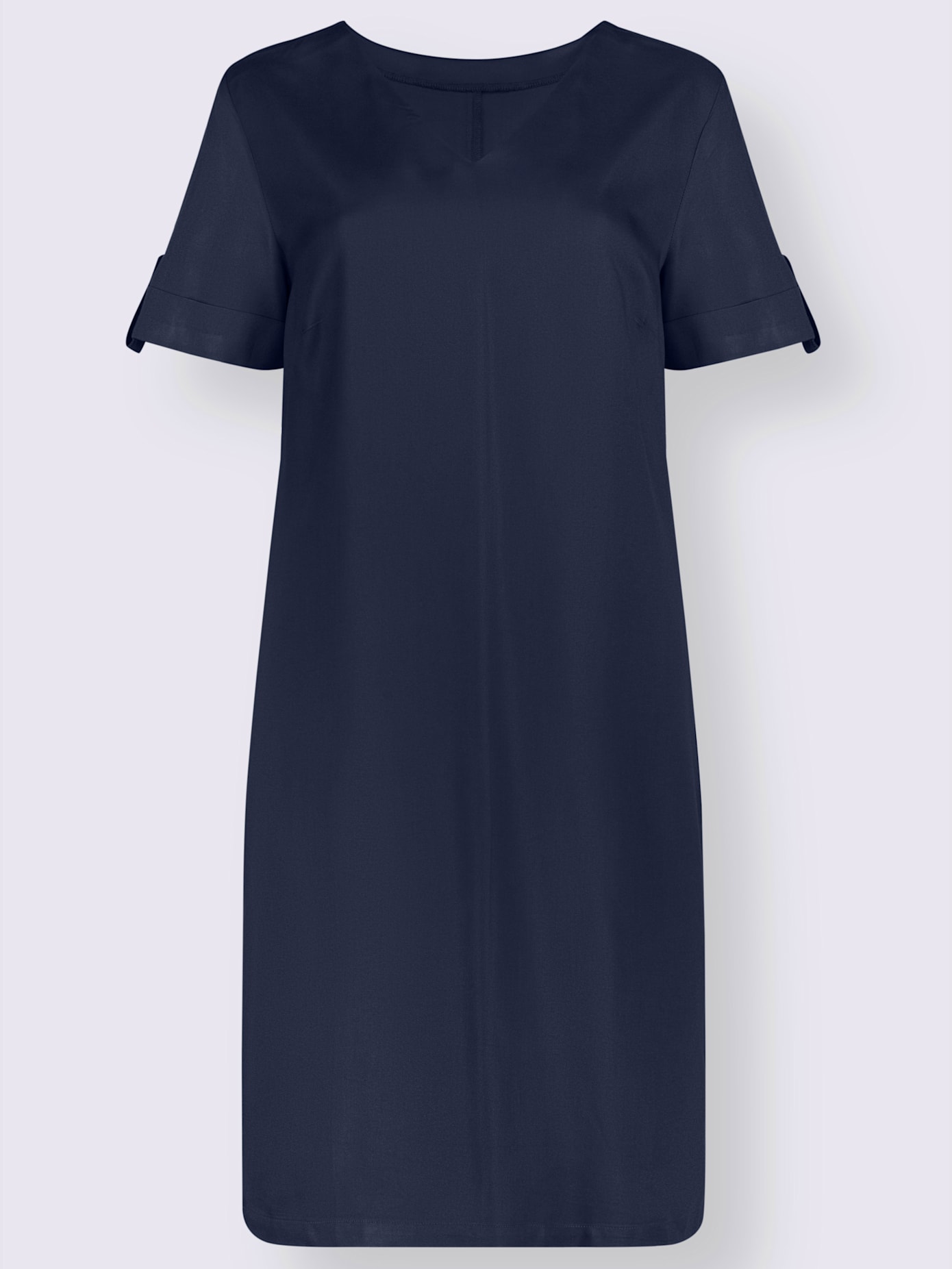 Robe col v manches courtes à revers et brides