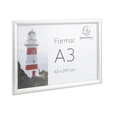 Exacompta Office cadre - Cadre mural clipsable pour A3 - aluminium/cristal