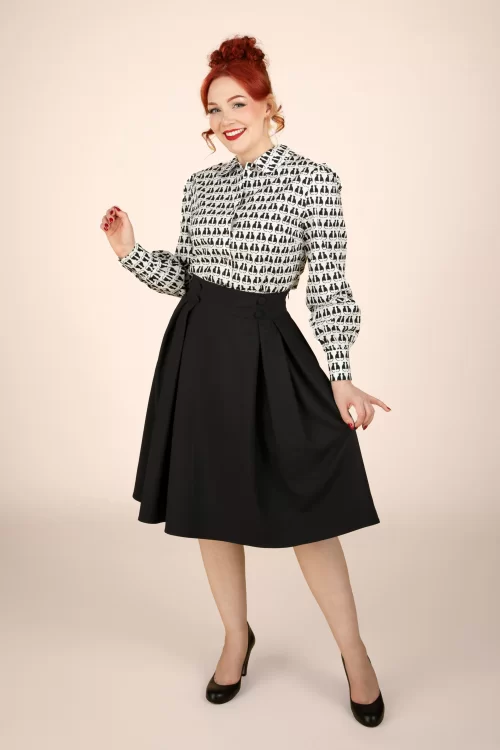 Vixen Dina Button Waist rok in zwart