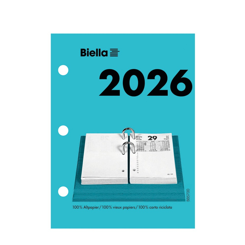 (1T/1S) Umlegeblock Kalender 2026 Tagesplaner (885700000026U) - Gelocht / Klein