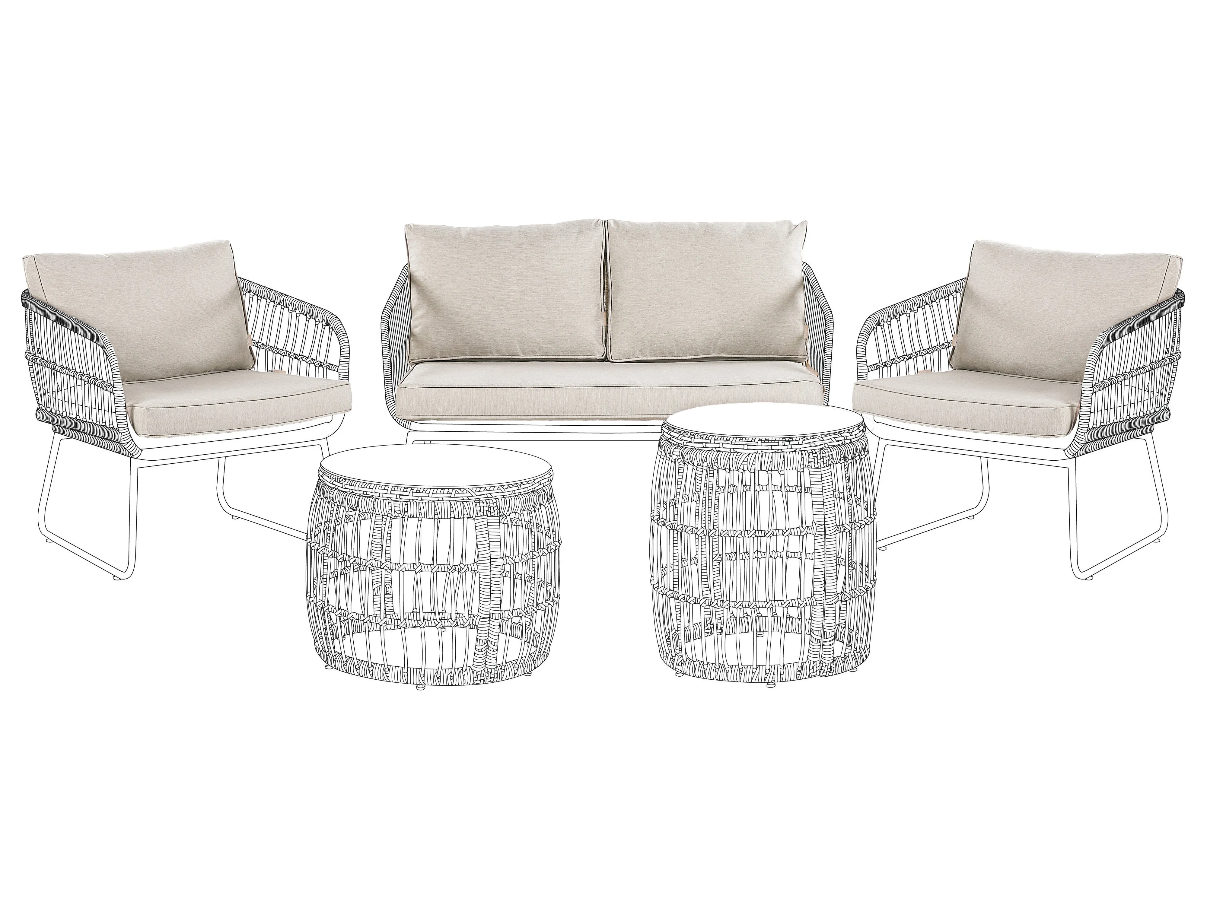 Set tuinkussenhoezen RAVELLO Beige