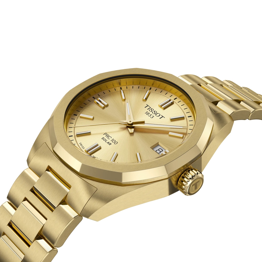 Tissot PRC 100 Solar Quartz 34mm Goldig